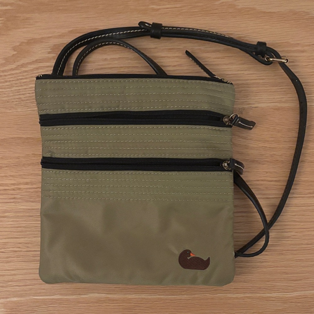 Dooney & Bourke Olive Green Crossbody Nylon Bag with Duck Accent
